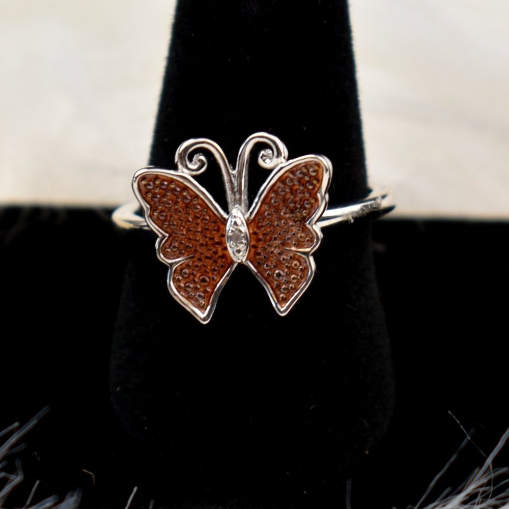 Natural Champagne Diamond Butterfly Ring